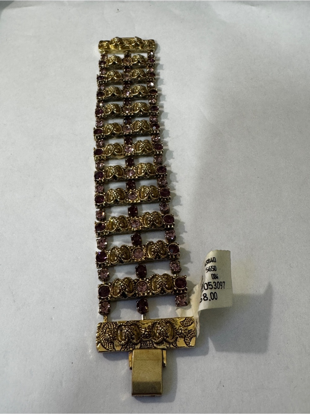 Henri Bendel Gold Bracelet with Deep Purple and Light Purple Stones 002 - Picture 5 of 5
